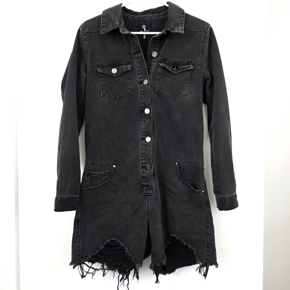 Insane Gene Shorts Romper Distressed Long Sleeve BOHO Denim Festival  Concert